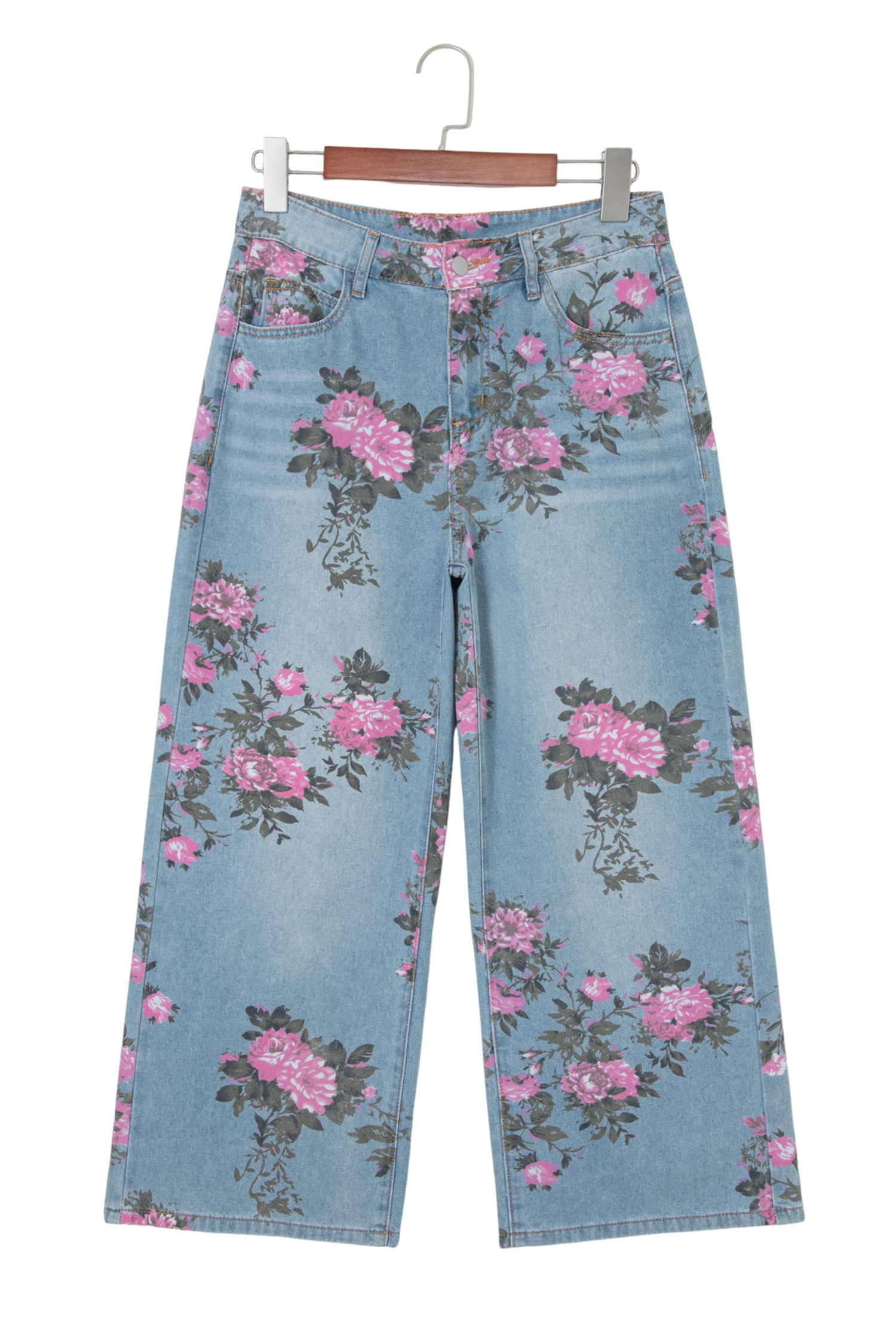 Women's Sky Blue Floral Bootcut Jeans – Southern Belle Style Denim for Vacation & Daily Wear - Detail View 20 Women's Sky Blue Floral Bootcut Jeans – Southern Belle Style Denim for Vacation & Daily Wear - Detail View 20