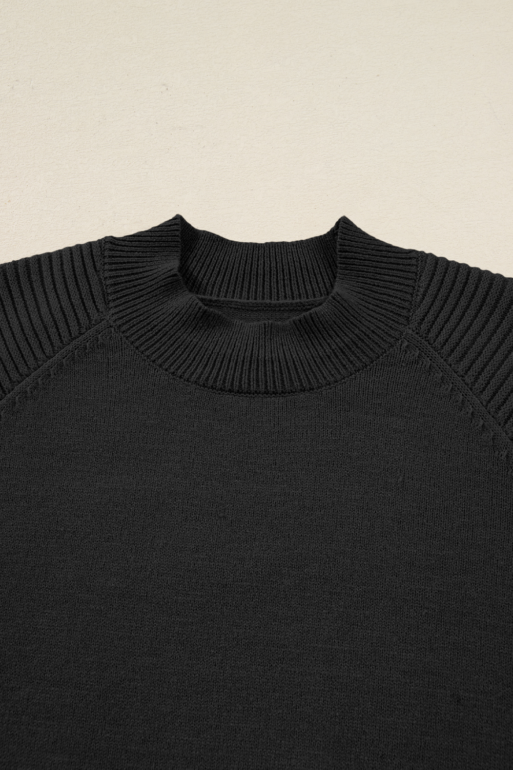 Modern Black Knitted Outfit for Women – High Neck Sweater and Pleated Mini Skirt Combo - Detail View 6 Modern Black Knitted Outfit for Women – High Neck Sweater and Pleated Mini Skirt Combo - Detail View 6