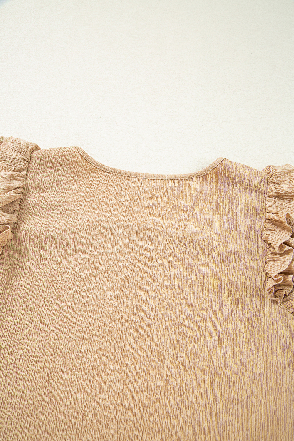 Women's Blouse, Smoke Gray, Ruffled Sleeves, Square Neck, Textured Top, Casual Wear, Summer Fashion, Flattering Fit, Lightweight, Easy to Style, Daily Outfits, Tops, Blouses & Shirts, Solid Color - Detail View 8 Women's Blouse, Smoke Gray, Ruffled Sleeves, Square Neck, Textured Top, Casual Wear, Summer Fashion, Flattering Fit, Lightweight, Easy to Style, Daily Outfits, Tops, Blouses & Shirts, Solid Color - Detail View 8