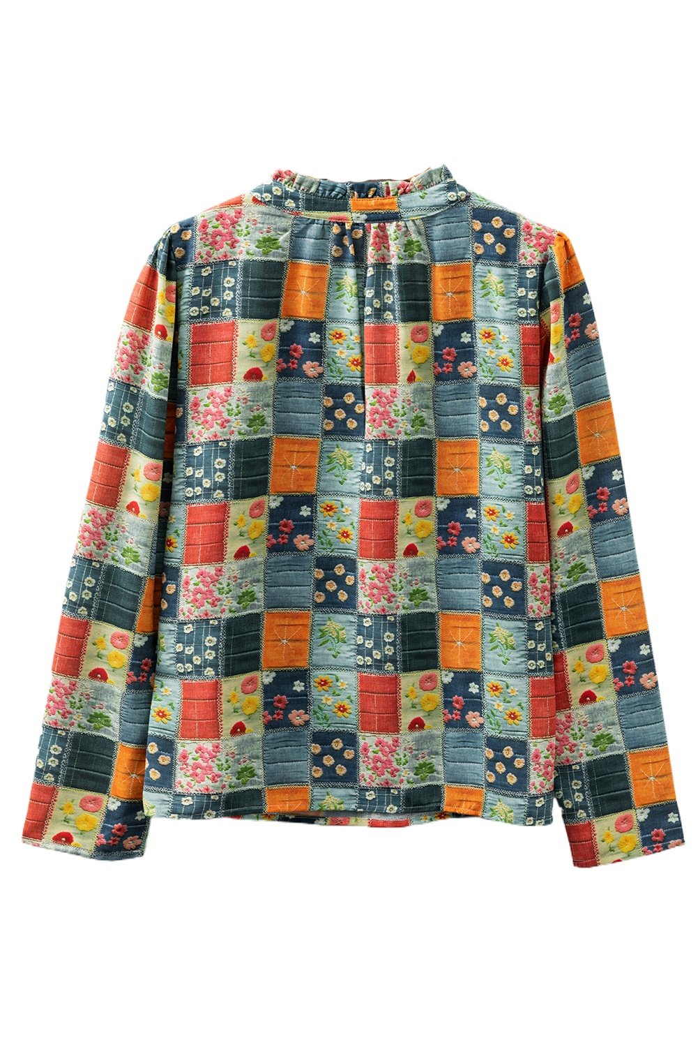 Women's Sky Blue Floral Half Placket Blouse – Casual V Neck Top for Daily Wear - Main View Women's Sky Blue Floral Half Placket Blouse – Casual V Neck Top for Daily Wear - Main View
