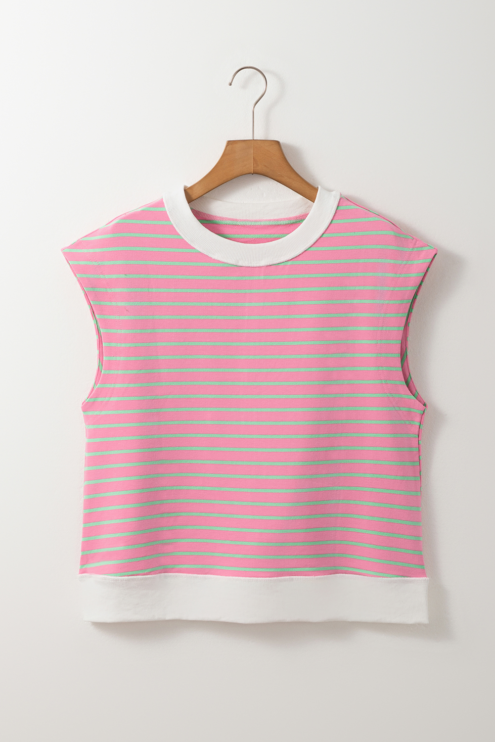 Chic and Comfortable Sachet Pink Striped Tee with Cap Sleeves - Detail View 6 Chic and Comfortable Sachet Pink Striped Tee with Cap Sleeves - Detail View 6