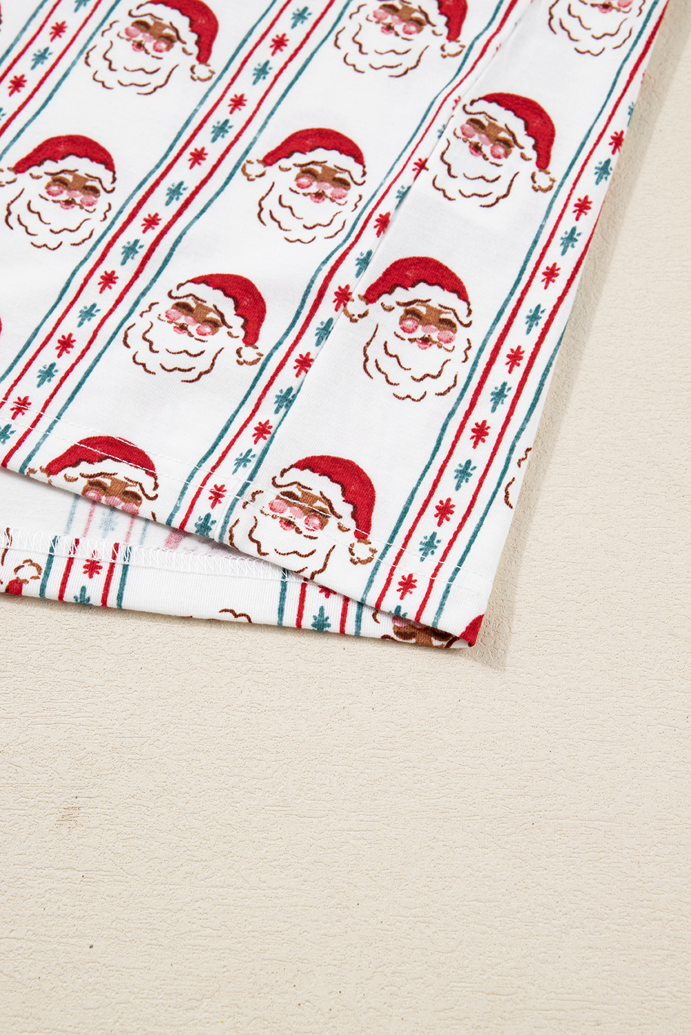 Cozy White Father Christmas Print Drawstring Pajama Set for Women - Detail View 11 Cozy White Father Christmas Print Drawstring Pajama Set for Women - Detail View 11