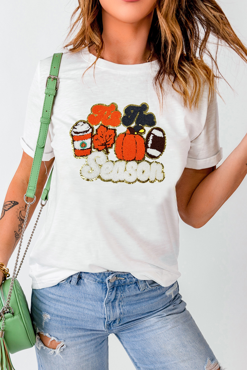 Casual Short Sleeve Round Neck Tee for Pumpkin Spice Enthusiasts - Perfect for Fall - Detail View 6 Casual Short Sleeve Round Neck Tee for Pumpkin Spice Enthusiasts - Perfect for Fall - Detail View 6