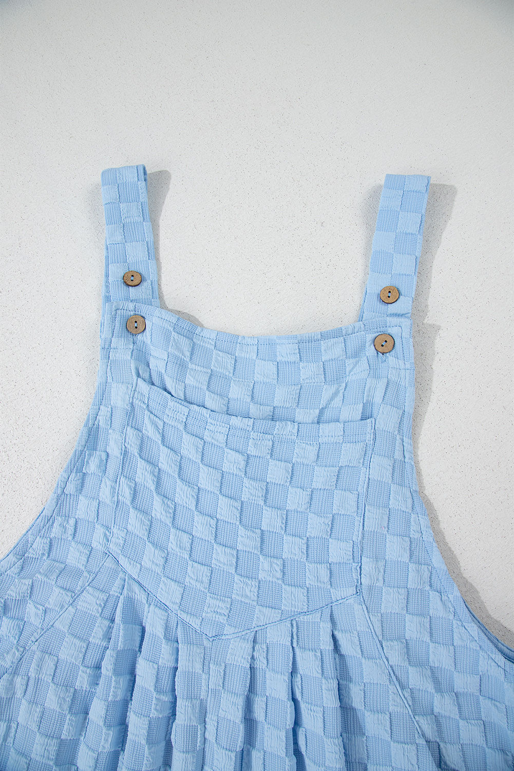 Casual Checkered Overall, High Waist Wide Leg Women's Romper - Detail View 8 Casual Checkered Overall, High Waist Wide Leg Women's Romper - Detail View 8