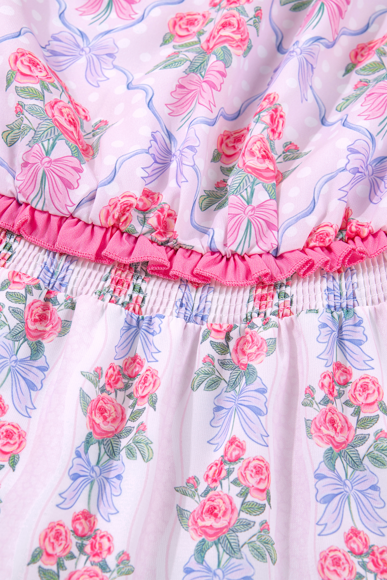 Country Style Purple Floral Dress – Sleeveless Shirred High Waist Mini Vacation Dress - Detail View 9 Country Style Purple Floral Dress – Sleeveless Shirred High Waist Mini Vacation Dress - Detail View 9