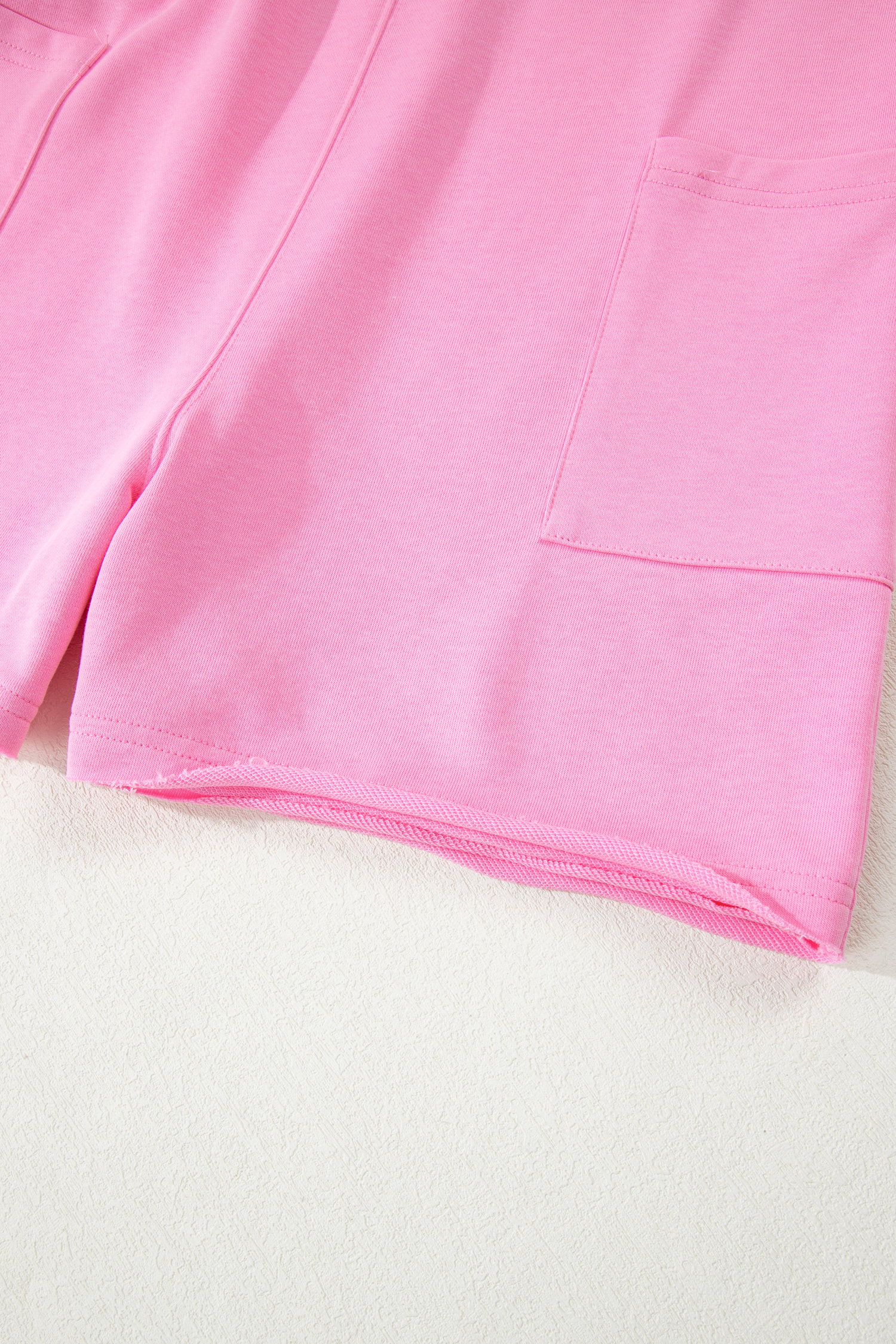 Versatile Pink Raw Edge Romper for Women – Stylish Half Sleeve with Pocket for Summer Outings - Detail View 8 Versatile Pink Raw Edge Romper for Women – Stylish Half Sleeve with Pocket for Summer Outings - Detail View 8