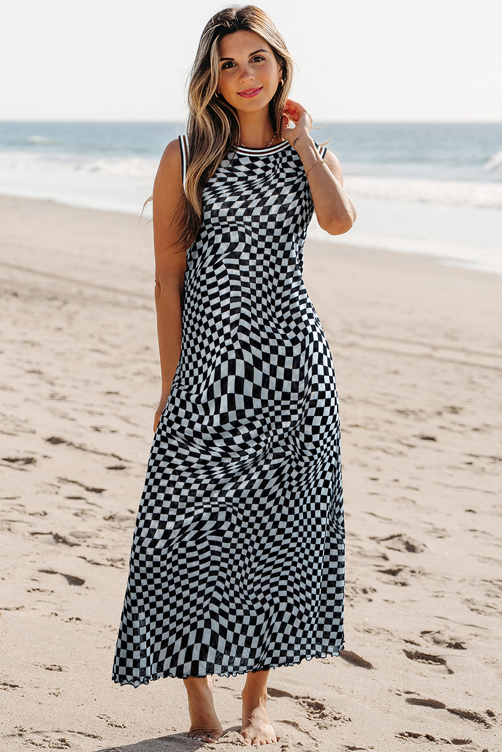 Flowing Ankle-Length Sleeveless Dress - Perfect for Casual and Vacation Wear - Detail View 15 Flowing Ankle-Length Sleeveless Dress - Perfect for Casual and Vacation Wear - Detail View 15