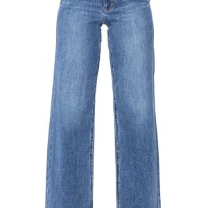 Sky Blue Double Button Zip Fly Straight Leg Jeans for Women – Casual Everyday Style - Main View