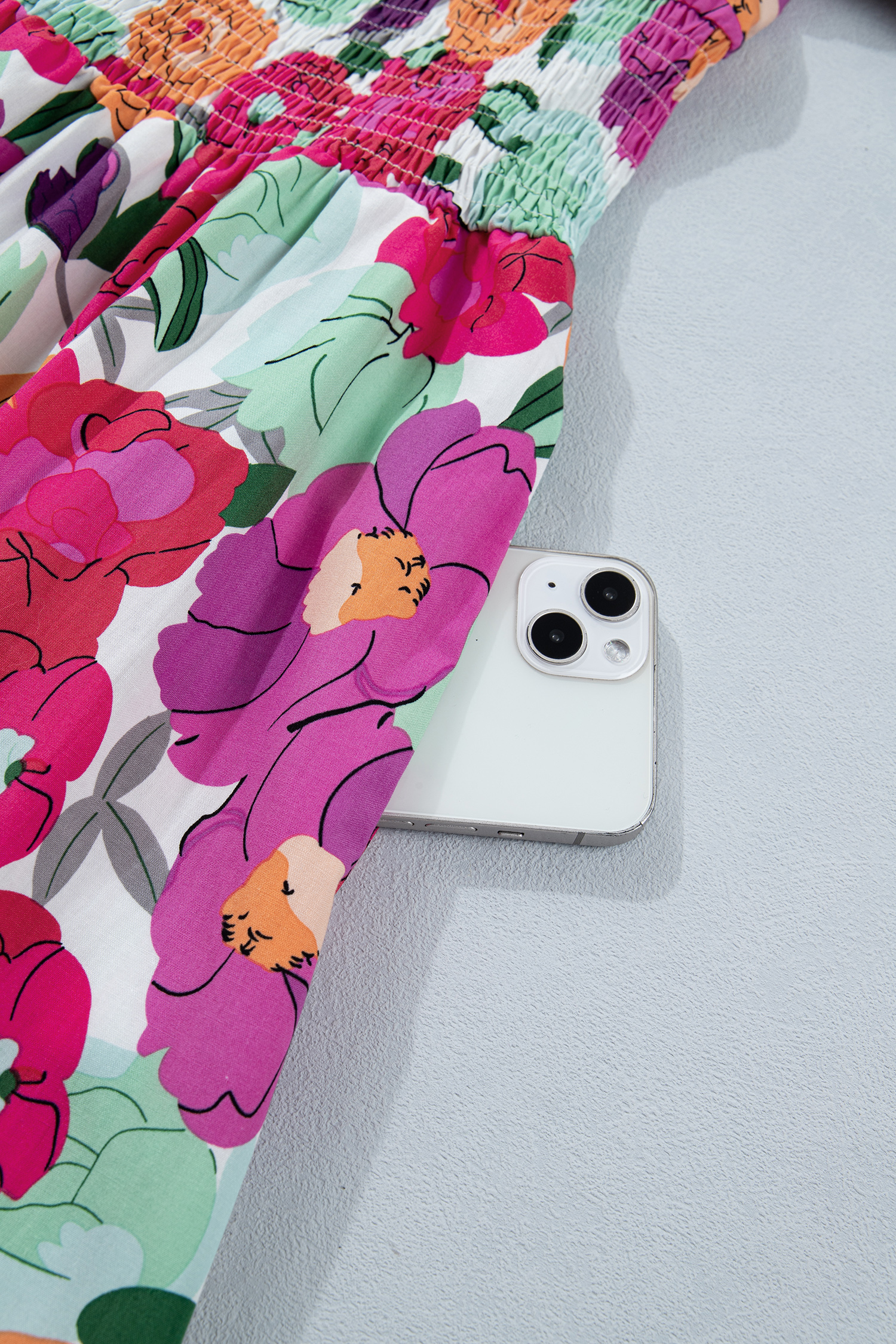 Casual Floral Print Midi Dress for Women – Half Sleeve V Neck A-Line Dress with Zip Up Detail, Daily Summer Wear - Detail View 11 Casual Floral Print Midi Dress for Women – Half Sleeve V Neck A-Line Dress with Zip Up Detail, Daily Summer Wear - Detail View 11
