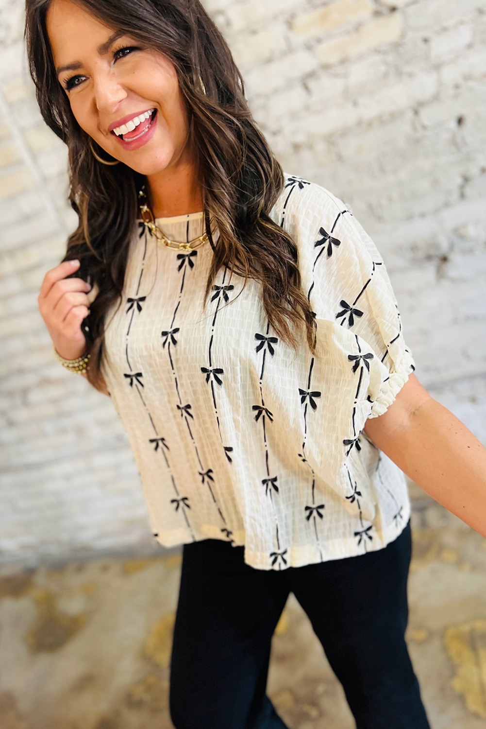Trendy Round Neck Puff Sleeve Top - Soft and Breathable Fabric for Daily Wear - Detail View 3 Trendy Round Neck Puff Sleeve Top - Soft and Breathable Fabric for Daily Wear - Detail View 3