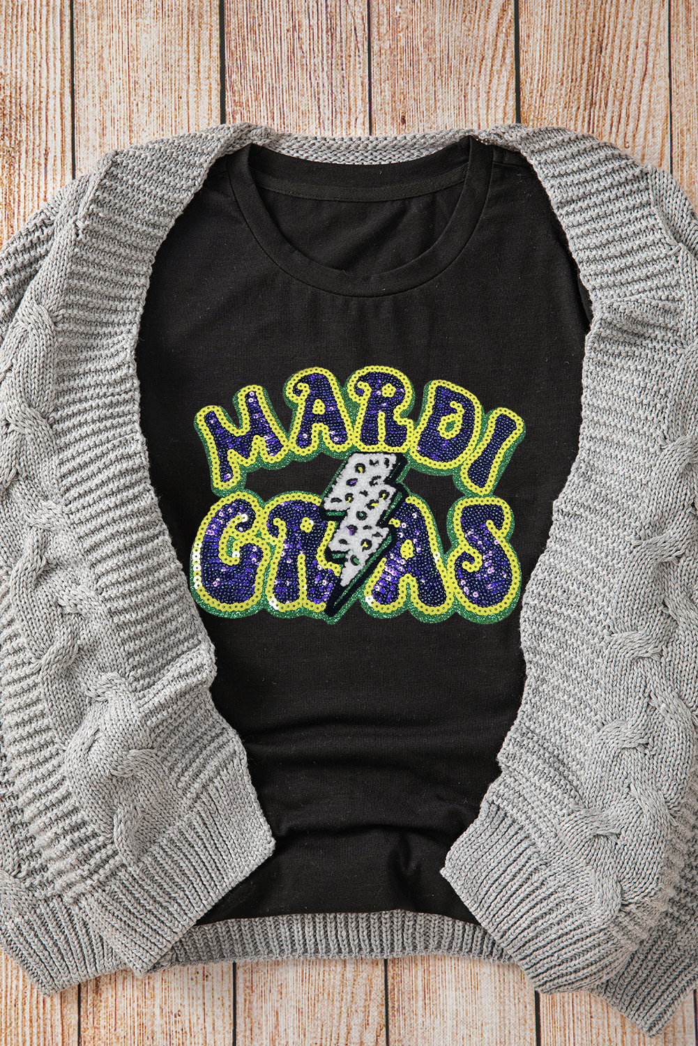 Stylish Women's Short Sleeve Graphic T-Shirt - Perfect for Mardi Gras Celebrations - Detail View 3 Stylish Women's Short Sleeve Graphic T-Shirt - Perfect for Mardi Gras Celebrations - Detail View 3