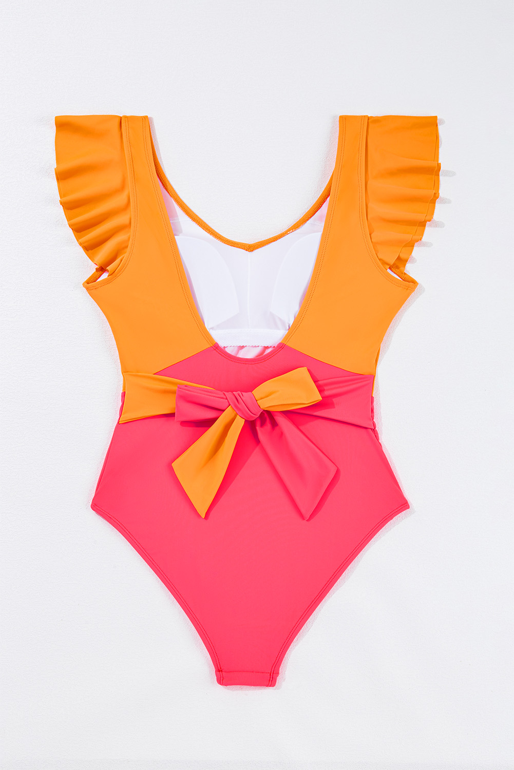 Stylish Backless One Piece Swimsuit with Knotted Detail and Ruffles - Perfect for Summer - Detail View 7 Stylish Backless One Piece Swimsuit with Knotted Detail and Ruffles - Perfect for Summer - Detail View 7