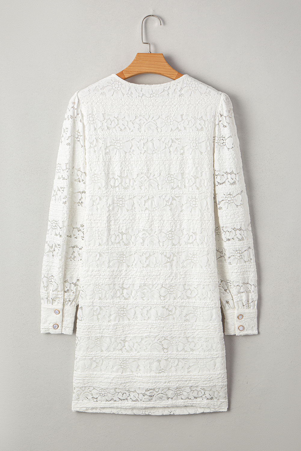 Stylish Shift Dress in White Crochet Lace - Perfect for Fall & Autumn Fashion - Detail View 7 Stylish Shift Dress in White Crochet Lace - Perfect for Fall & Autumn Fashion - Detail View 7