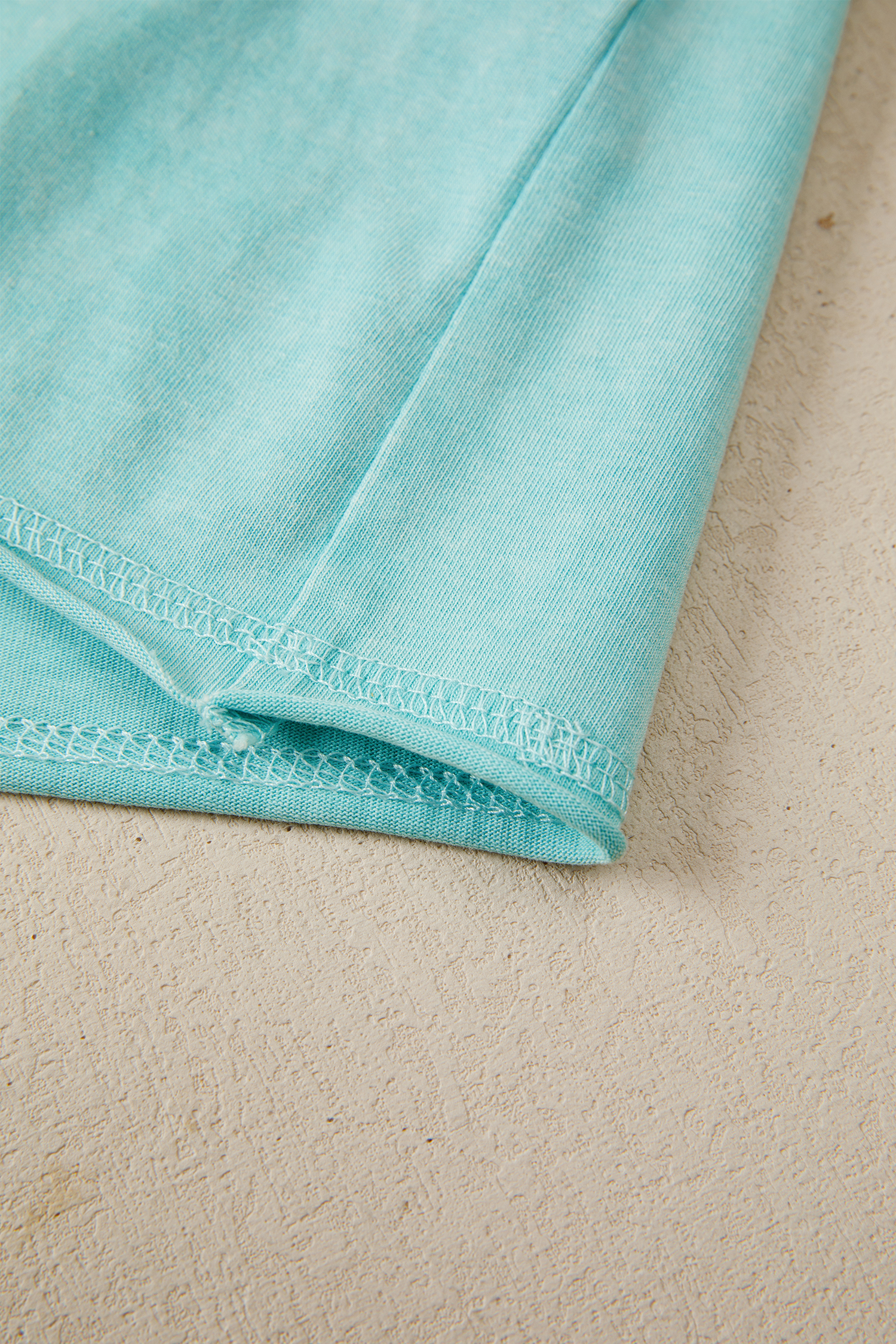 Women's Mint Green Mineral Wash Cropped Tee – Casual Boxy Fit for Everyday Wear - Detail View 7 Women's Mint Green Mineral Wash Cropped Tee – Casual Boxy Fit for Everyday Wear - Detail View 7