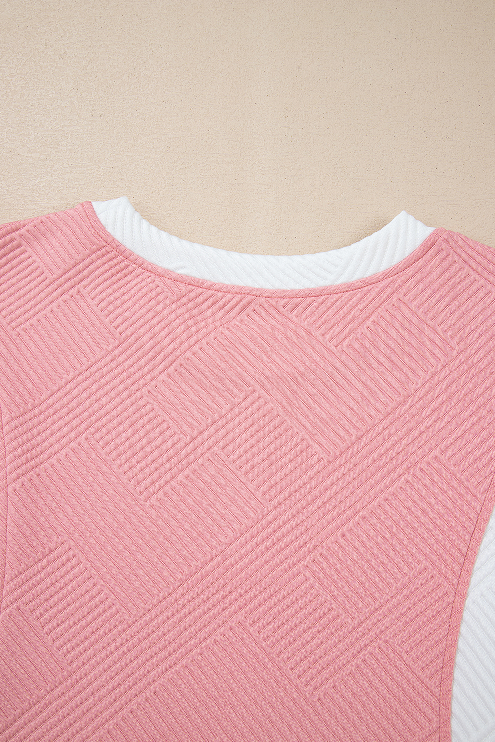 Women's Two Piece Set, Pink Shorts Set, Textured Fabric, Colorblock Design, Casual Outfit, Summer Fashion, Short Sleeve Top, High Waist Shorts, Beach Wear, Outdoor Style, Vacation Ready, Comfortable Apparel, Daily Wear - Detail View 12 Women's Two Piece Set, Pink Shorts Set, Textured Fabric, Colorblock Design, Casual Outfit, Summer Fashion, Short Sleeve Top, High Waist Shorts, Beach Wear, Outdoor Style, Vacation Ready, Comfortable Apparel, Daily Wear - Detail View 12
