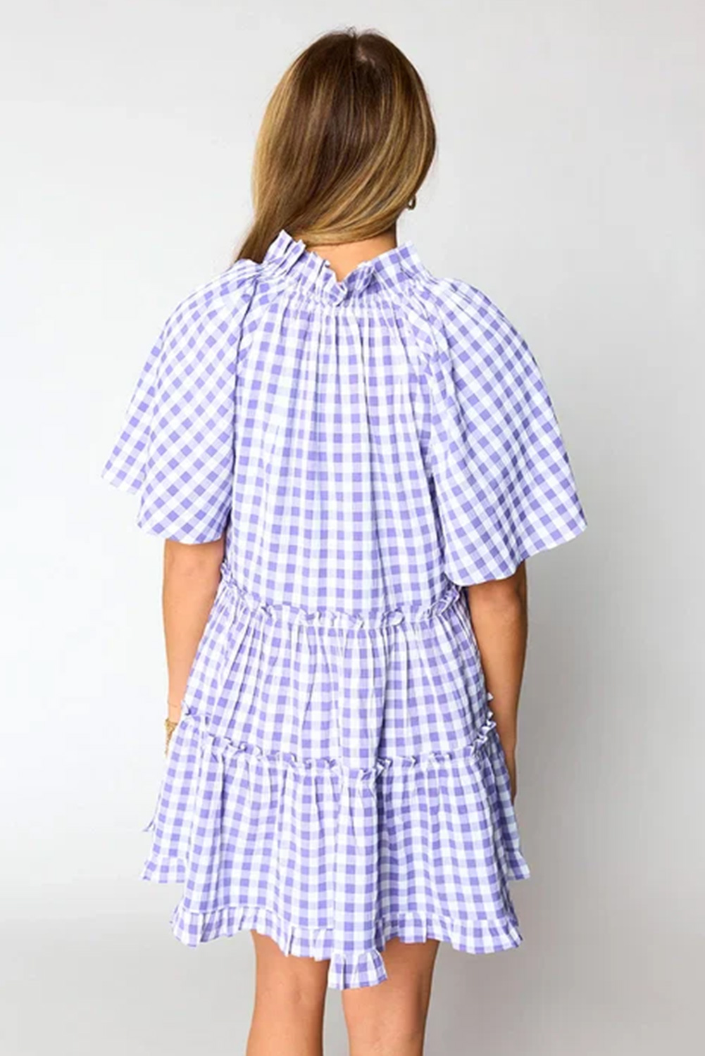 Cute A-Line Babydoll Dress for Summer - Short Sleeve and Notched Neckline - Detail View 3 Cute A-Line Babydoll Dress for Summer - Short Sleeve and Notched Neckline - Detail View 3