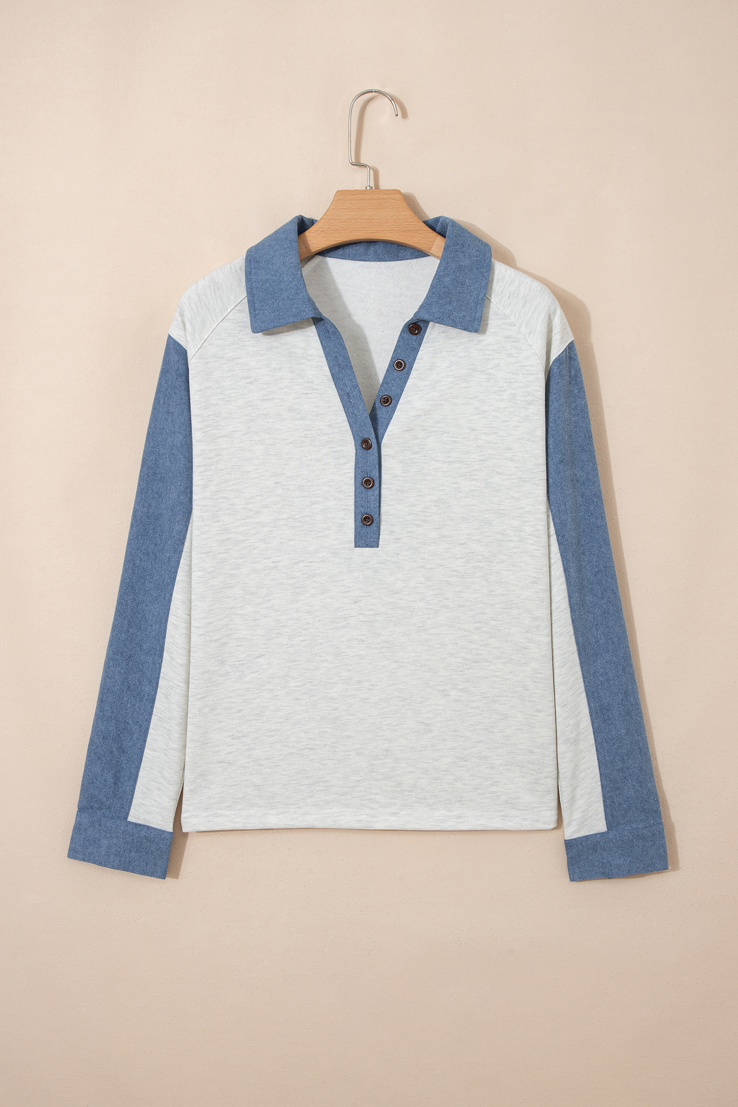 Casual Long Sleeve Denim Patchwork Shirt for Women – Versatile Fall Fashion Essential - Detail View 3 Casual Long Sleeve Denim Patchwork Shirt for Women – Versatile Fall Fashion Essential - Detail View 3