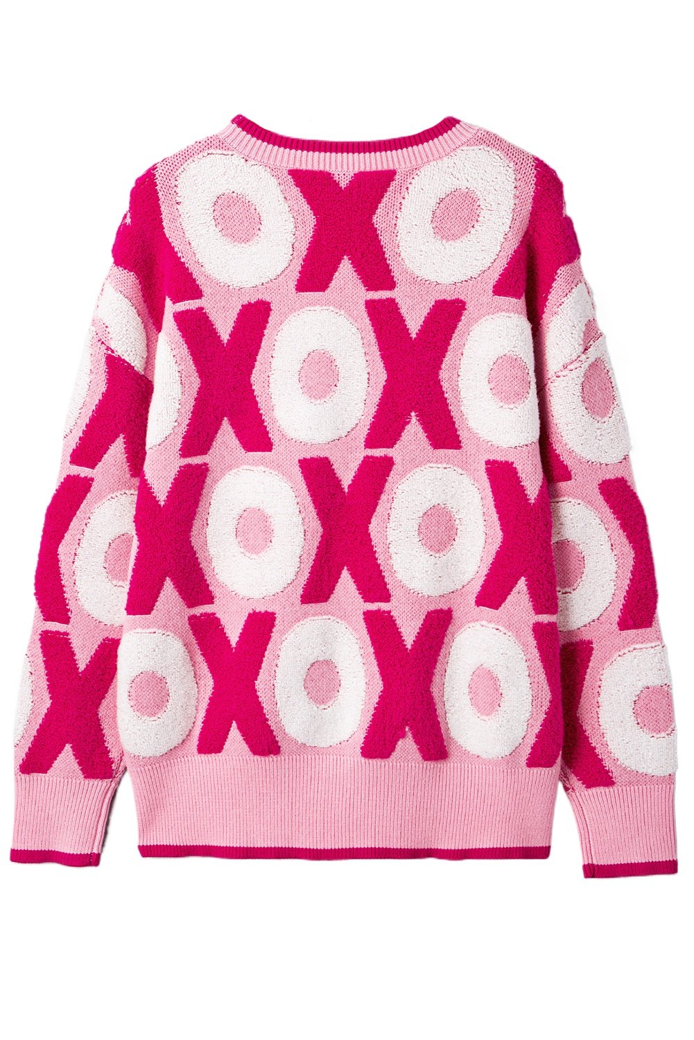 Women's Pink XOXO Crewneck Sweater – Casual Valentine's Day Style - Main View Women's Pink XOXO Crewneck Sweater – Casual Valentine's Day Style - Main View
