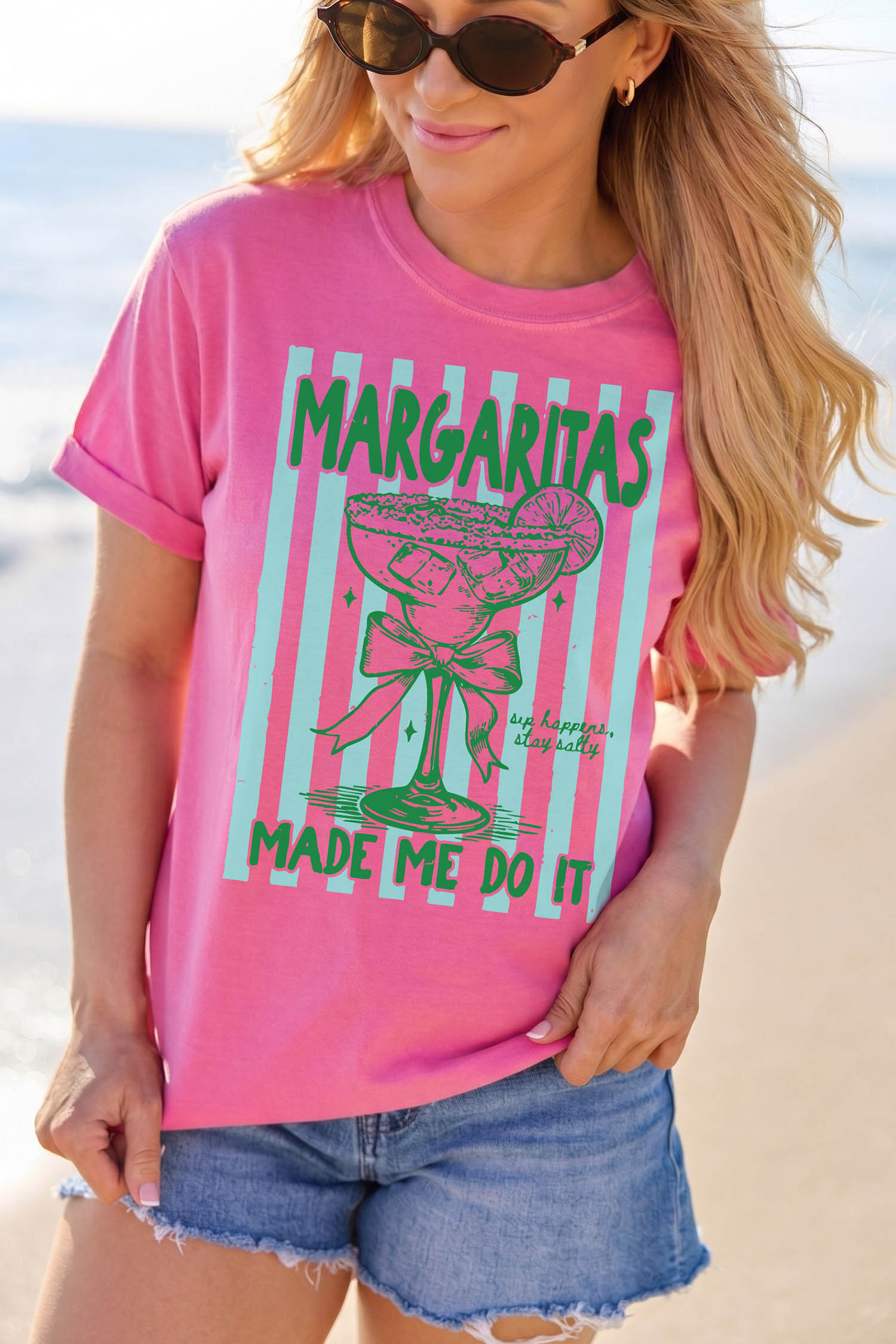 Gift for Her: Women's Rose Red Tee – "Margaritas Made Me Do It" Graphic, Comfy Vacation & Daily Wear Top - Detail View 6 Gift for Her: Women's Rose Red Tee – "Margaritas Made Me Do It" Graphic, Comfy Vacation & Daily Wear Top - Detail View 6