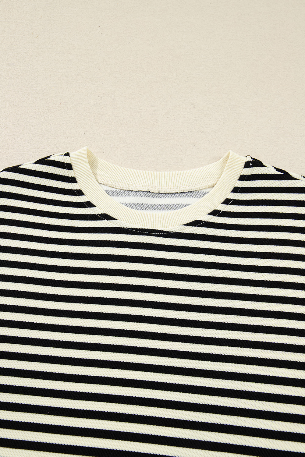 Casual Black Striped Two-Piece Dress Set for Women – Drop Shoulder & Drawstring - Detail View 20 Casual Black Striped Two-Piece Dress Set for Women – Drop Shoulder & Drawstring - Detail View 20