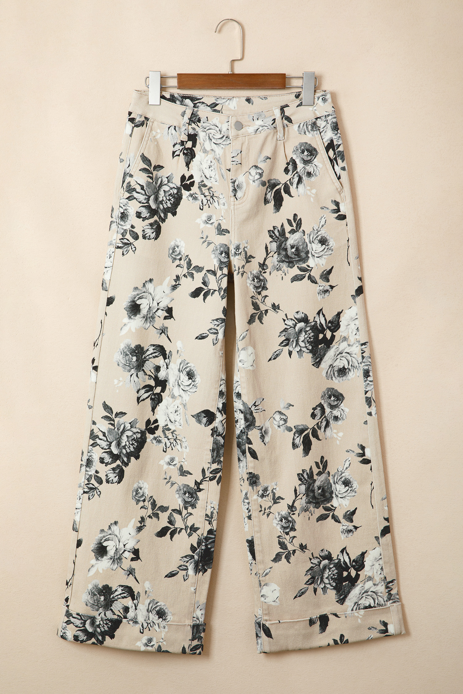 Chic Floral Print Women's Denim Jeans - Retro Loose Fit High Waist Pants, Gift for Her - Detail View 6 Chic Floral Print Women's Denim Jeans - Retro Loose Fit High Waist Pants, Gift for Her - Detail View 6