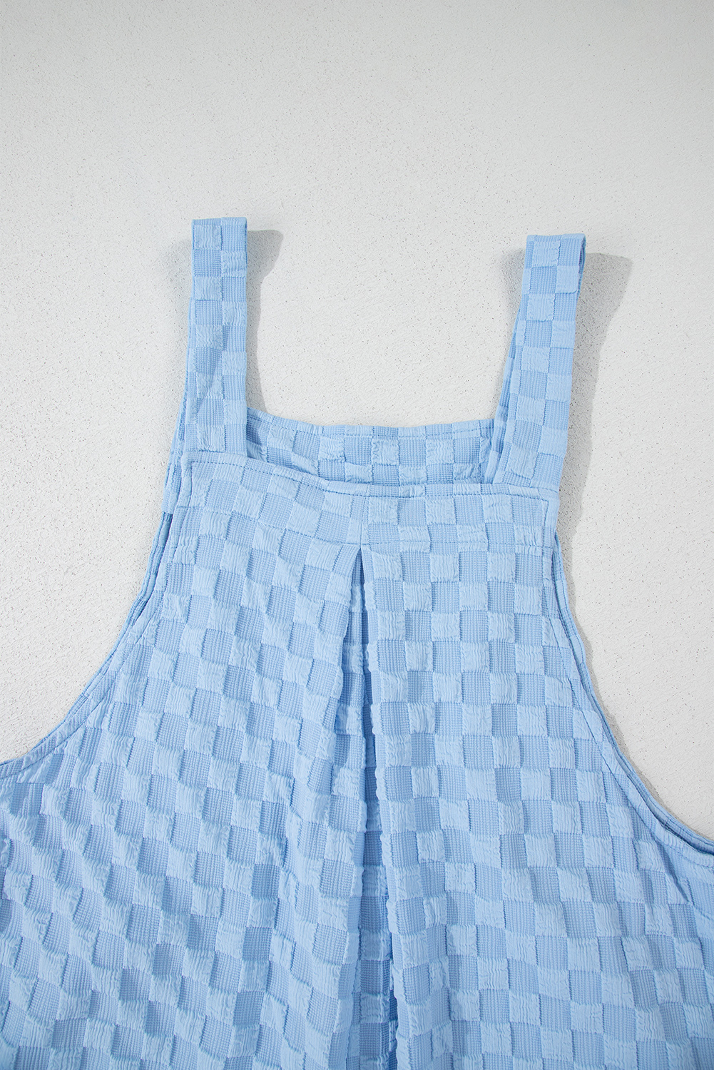 Casual Checkered Overall, High Waist Wide Leg Women's Romper - Detail View 14 Casual Checkered Overall, High Waist Wide Leg Women's Romper - Detail View 14