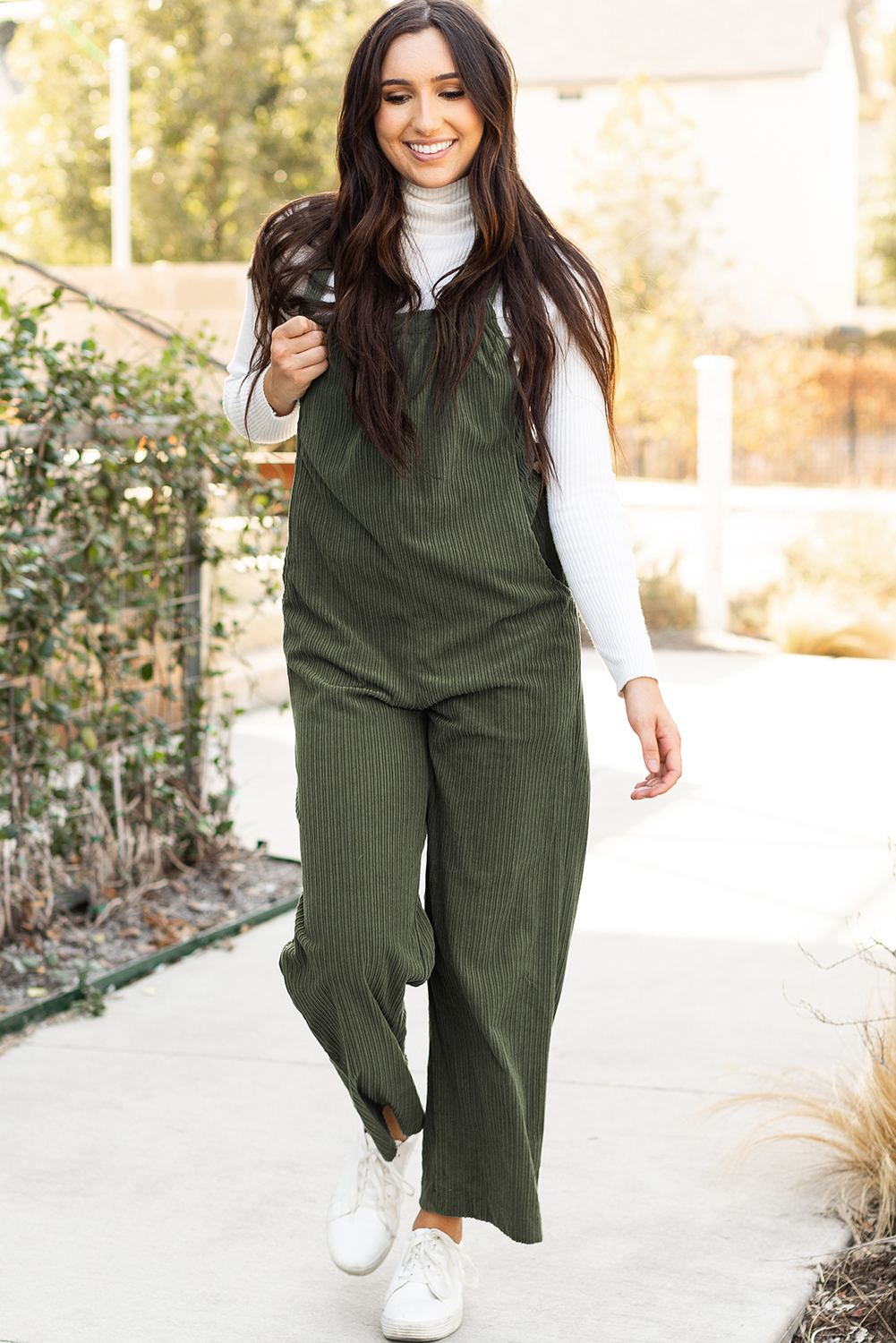 Soft Corduroy Overalls, Cozy Wide Leg Women Jumpsuit - Detail View 15 Soft Corduroy Overalls, Cozy Wide Leg Women Jumpsuit - Detail View 15