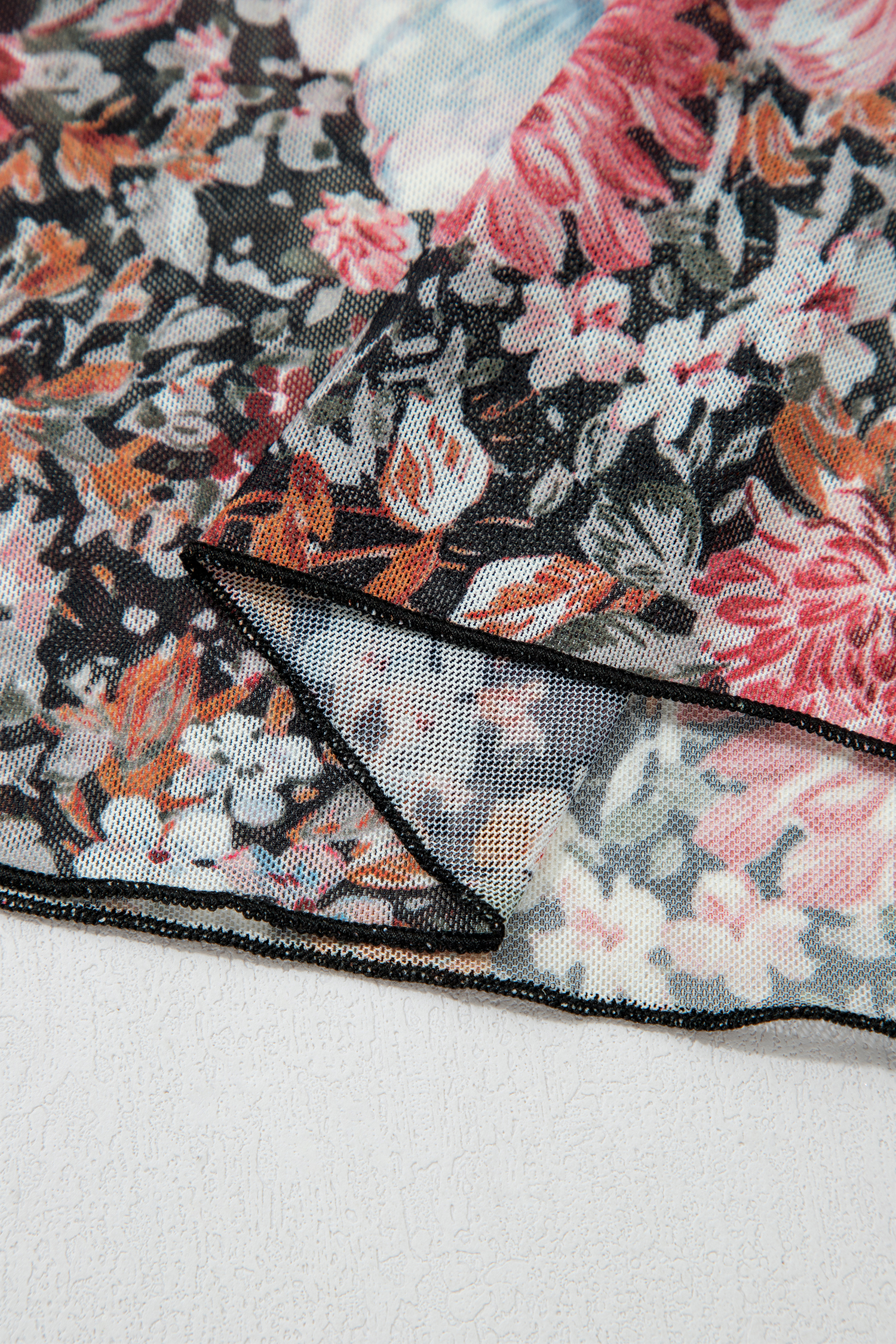 Western Floral Printed Top, Women's Sheer Mesh Short Sleeve - Detail View 9 Western Floral Printed Top, Women's Sheer Mesh Short Sleeve - Detail View 9