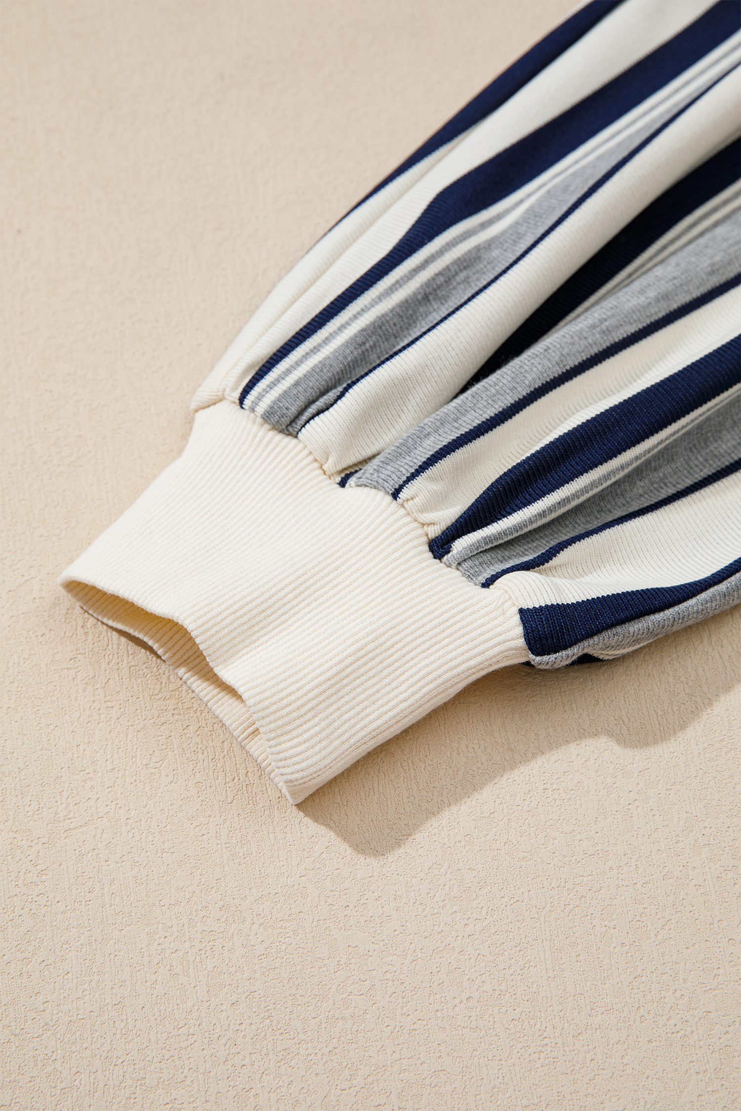Casual Striped Sweatshirt, Relaxed Mock Neck Long Sleeve Top - Detail View 9 Casual Striped Sweatshirt, Relaxed Mock Neck Long Sleeve Top - Detail View 9
