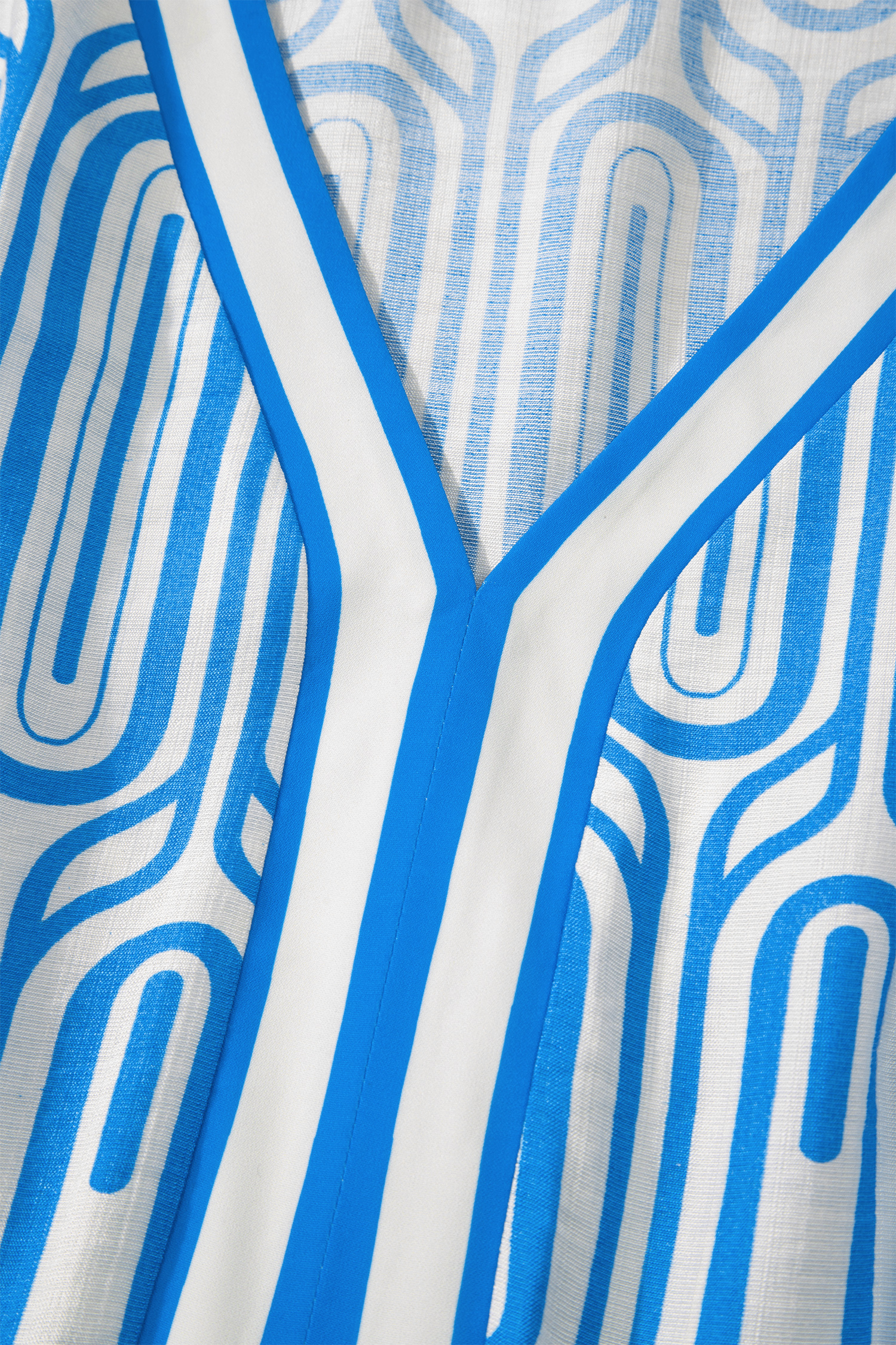 Sky Blue Plus Size Long Dress for Women – Geometric V Neck Bracelet Sleeve Casual Summer Outfit - Detail View 8 Sky Blue Plus Size Long Dress for Women – Geometric V Neck Bracelet Sleeve Casual Summer Outfit - Detail View 8