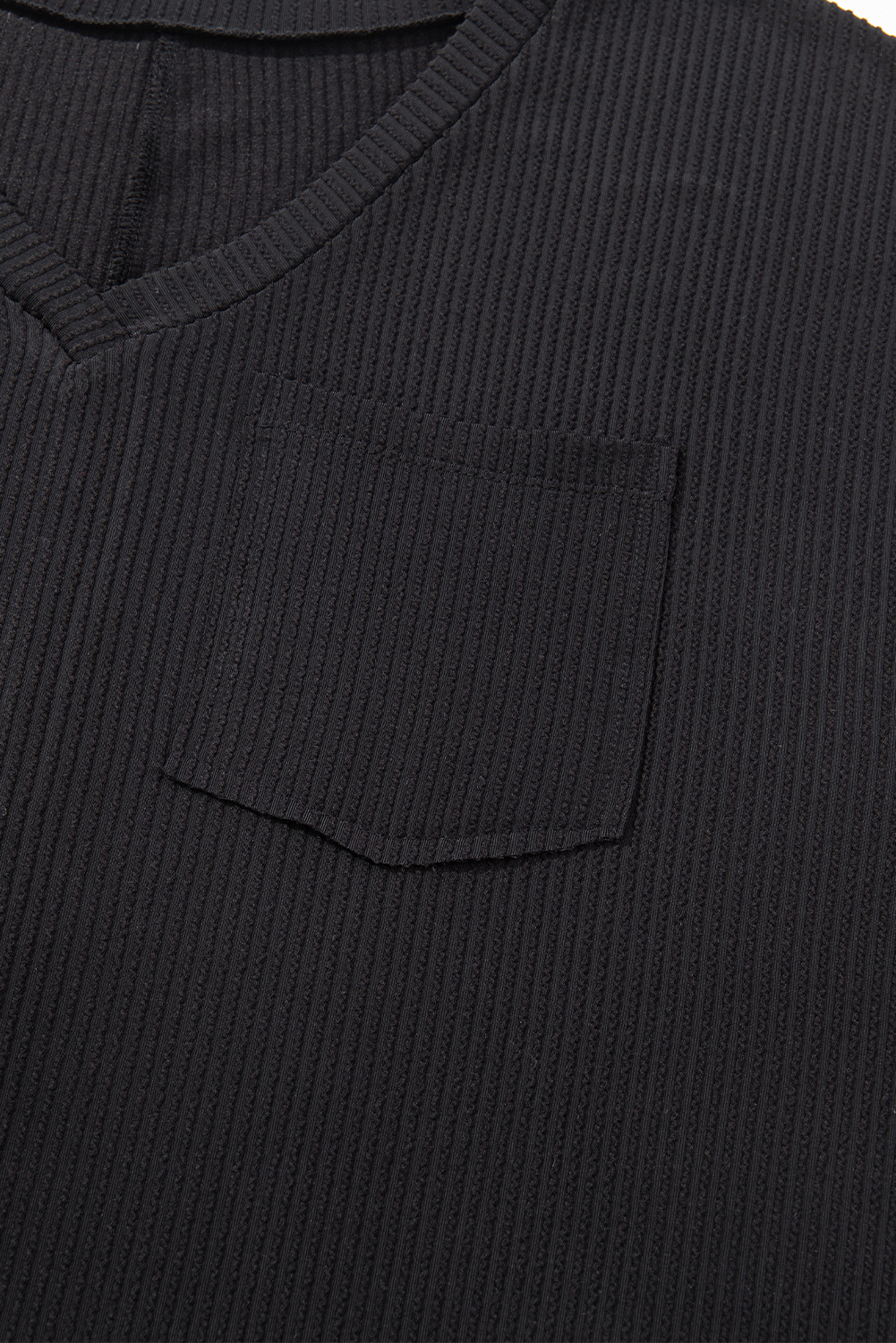 Women's Black Textured V-Neck Plus T-Shirt – Casual Summer Essential for Everyday Wear - Detail View 13 Women's Black Textured V-Neck Plus T-Shirt – Casual Summer Essential for Everyday Wear - Detail View 13