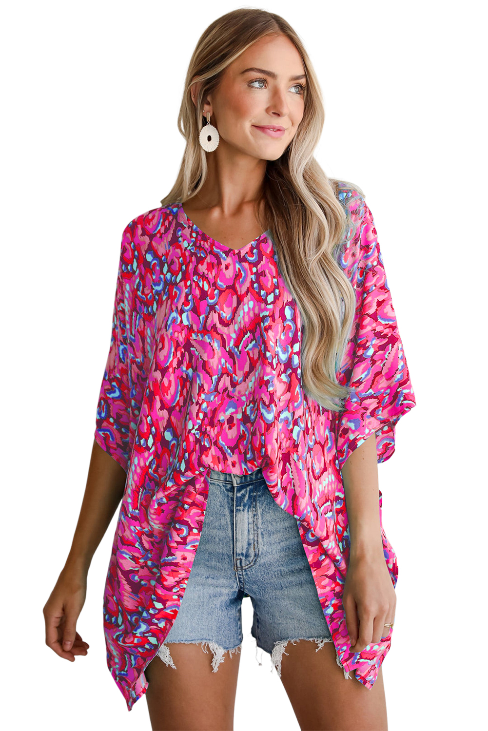 Comfortable and Elegant Women's Pink Blouse with Abstract Print - Ideal for Transitional Weather - Detail View 11 Comfortable and Elegant Women's Pink Blouse with Abstract Print - Ideal for Transitional Weather - Detail View 11