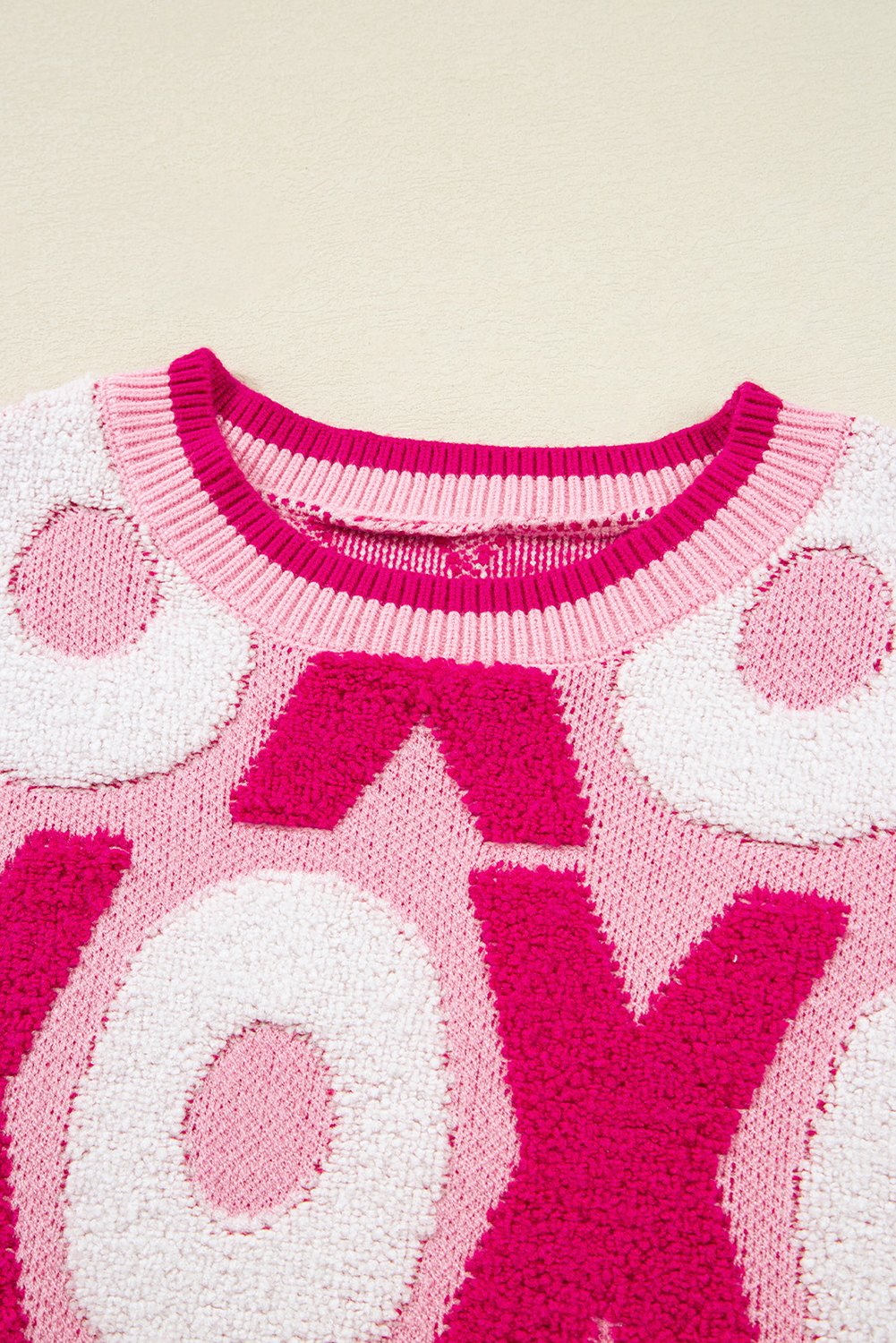 Cozy Pink Drop Shoulder Sweater for Women – Daily Valentine's Wear - Detail View 5 Cozy Pink Drop Shoulder Sweater for Women – Daily Valentine's Wear - Detail View 5
