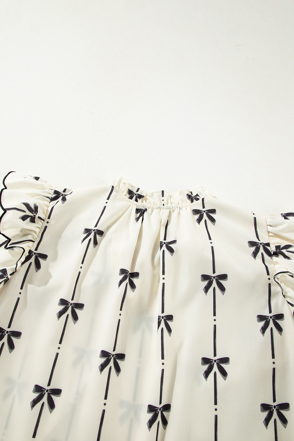 Lightweight and Comfy Beige V Neck Blouse with Puff Sleeves - Ideal for Summer Days - Detail View 15 Lightweight and Comfy Beige V Neck Blouse with Puff Sleeves - Ideal for Summer Days - Detail View 15