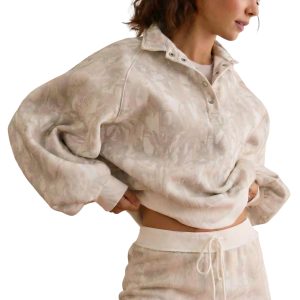 Women's White Abstract Woodland Print Pullover & Mini Skort Set – Casual Spring Outfit - Main View