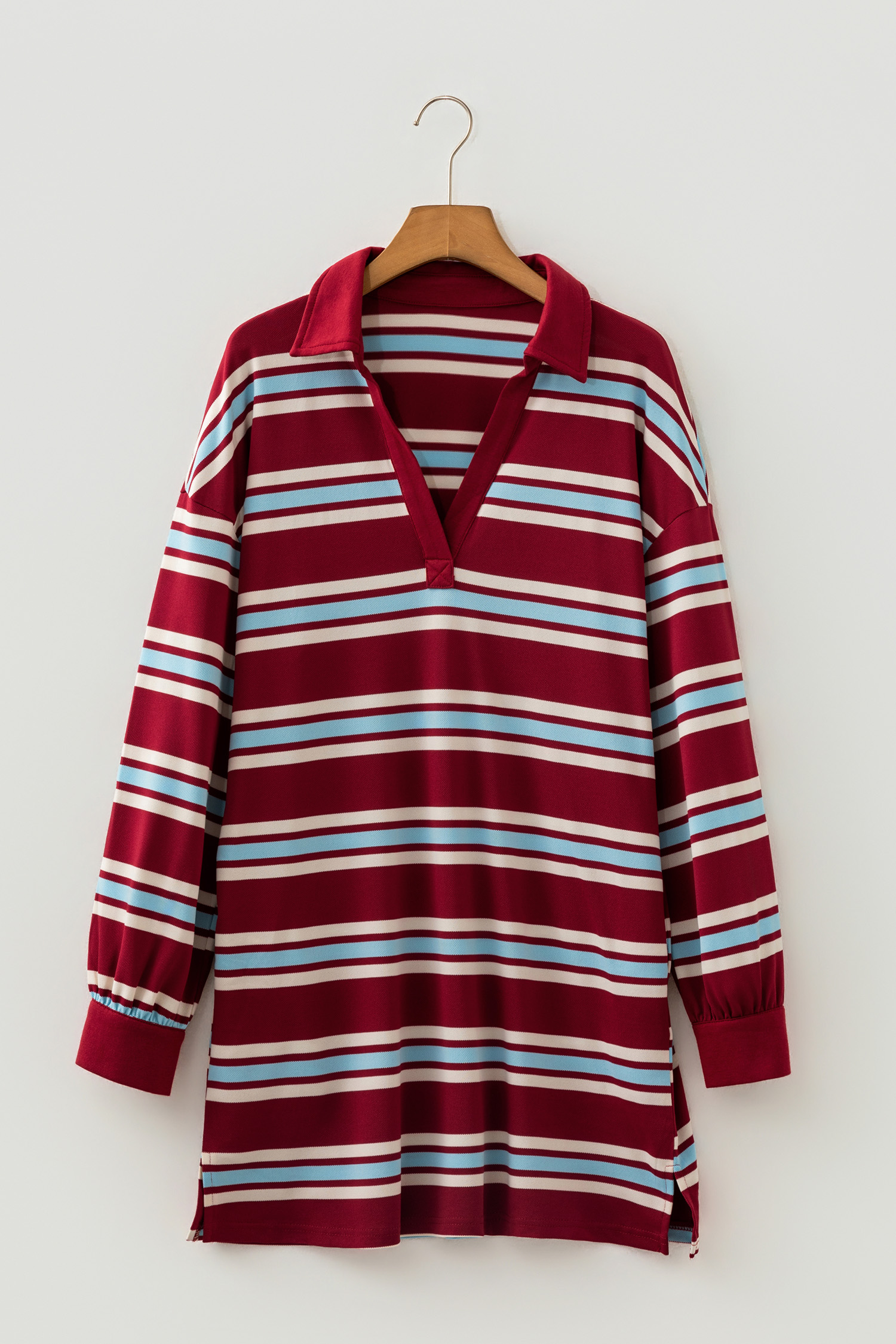 Women's Retro Striped Polo Mini Dress – Casual Game Day Style - Detail View 6 Women's Retro Striped Polo Mini Dress – Casual Game Day Style - Detail View 6