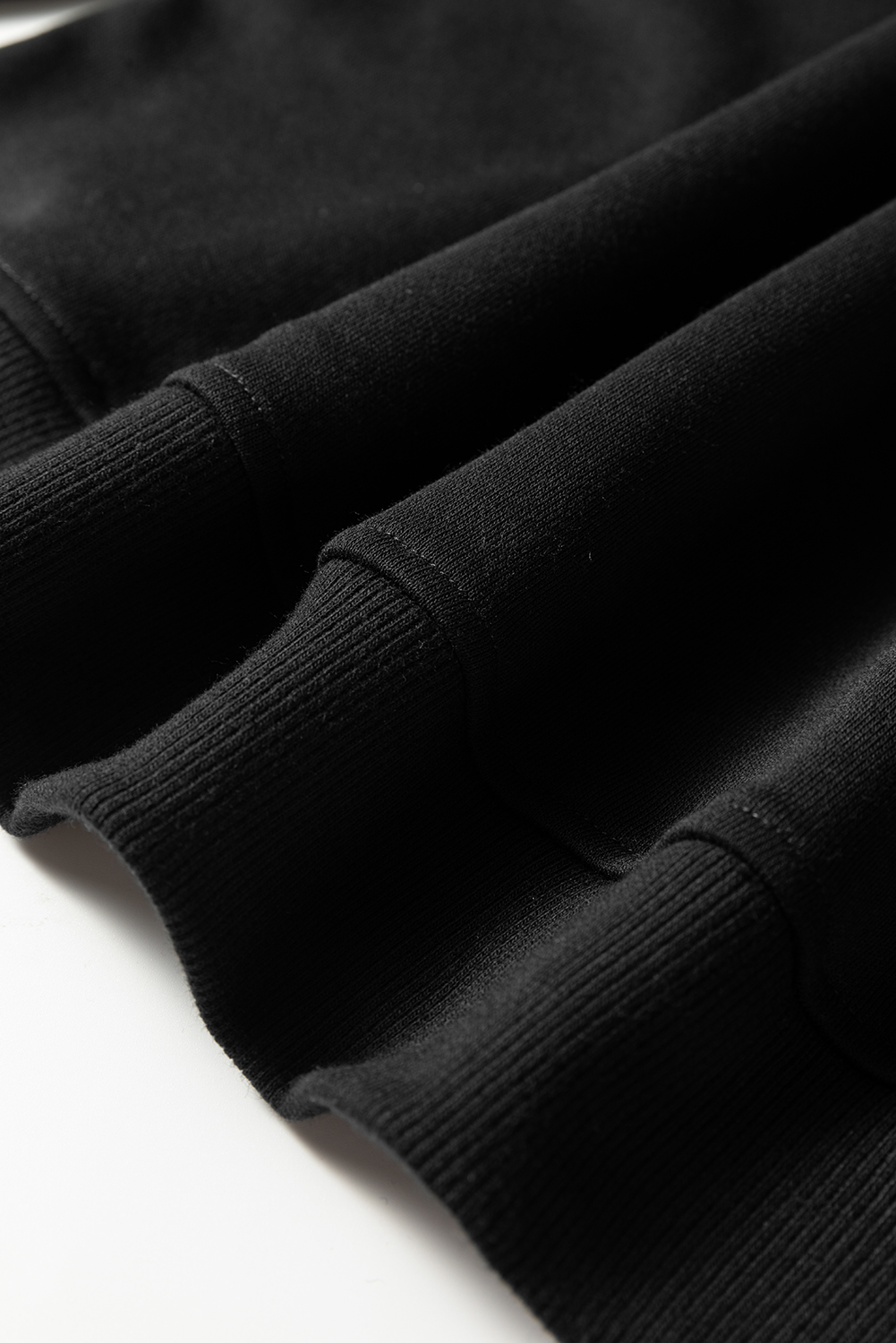 Women's Outfit, Black Pullover, Elastic Sweatpants, Varsity Striped Detail, Casual Style, Daily Wear, Fall Fashion, Autumn Apparel, High Waist Pants, Patchwork Design, Contrast Trim, Comfortable Clothing, Outdoor Ready - Detail View 12 Women's Outfit, Black Pullover, Elastic Sweatpants, Varsity Striped Detail, Casual Style, Daily Wear, Fall Fashion, Autumn Apparel, High Waist Pants, Patchwork Design, Contrast Trim, Comfortable Clothing, Outdoor Ready - Detail View 12
