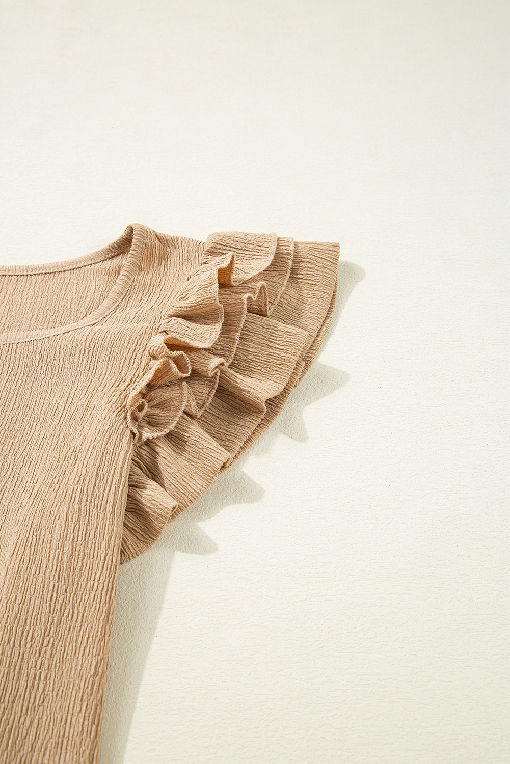 Women's Blouse, Smoke Gray, Ruffled Sleeves, Square Neck, Textured Top, Casual Wear, Summer Fashion, Flattering Fit, Lightweight, Easy to Style, Daily Outfits, Tops, Blouses & Shirts, Solid Color - Detail View 12 Women's Blouse, Smoke Gray, Ruffled Sleeves, Square Neck, Textured Top, Casual Wear, Summer Fashion, Flattering Fit, Lightweight, Easy to Style, Daily Outfits, Tops, Blouses & Shirts, Solid Color - Detail View 12