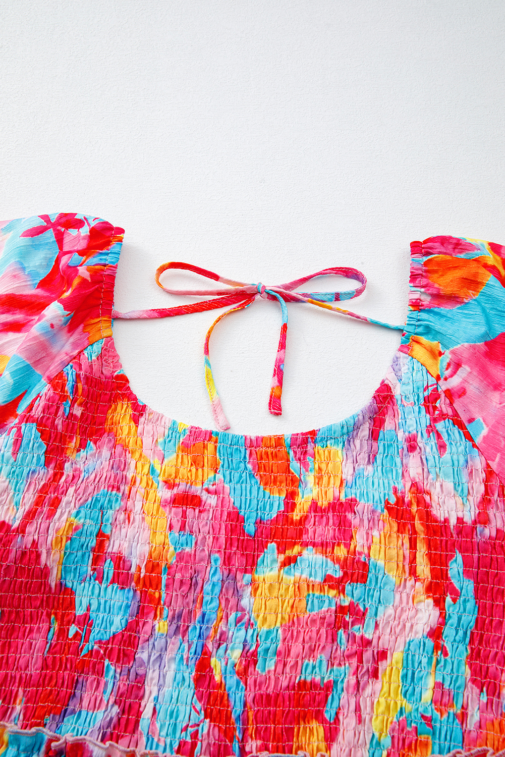Casual Vacation Long Dress, Smocked Waist Tied Back Design - Detail View 9 Casual Vacation Long Dress, Smocked Waist Tied Back Design - Detail View 9