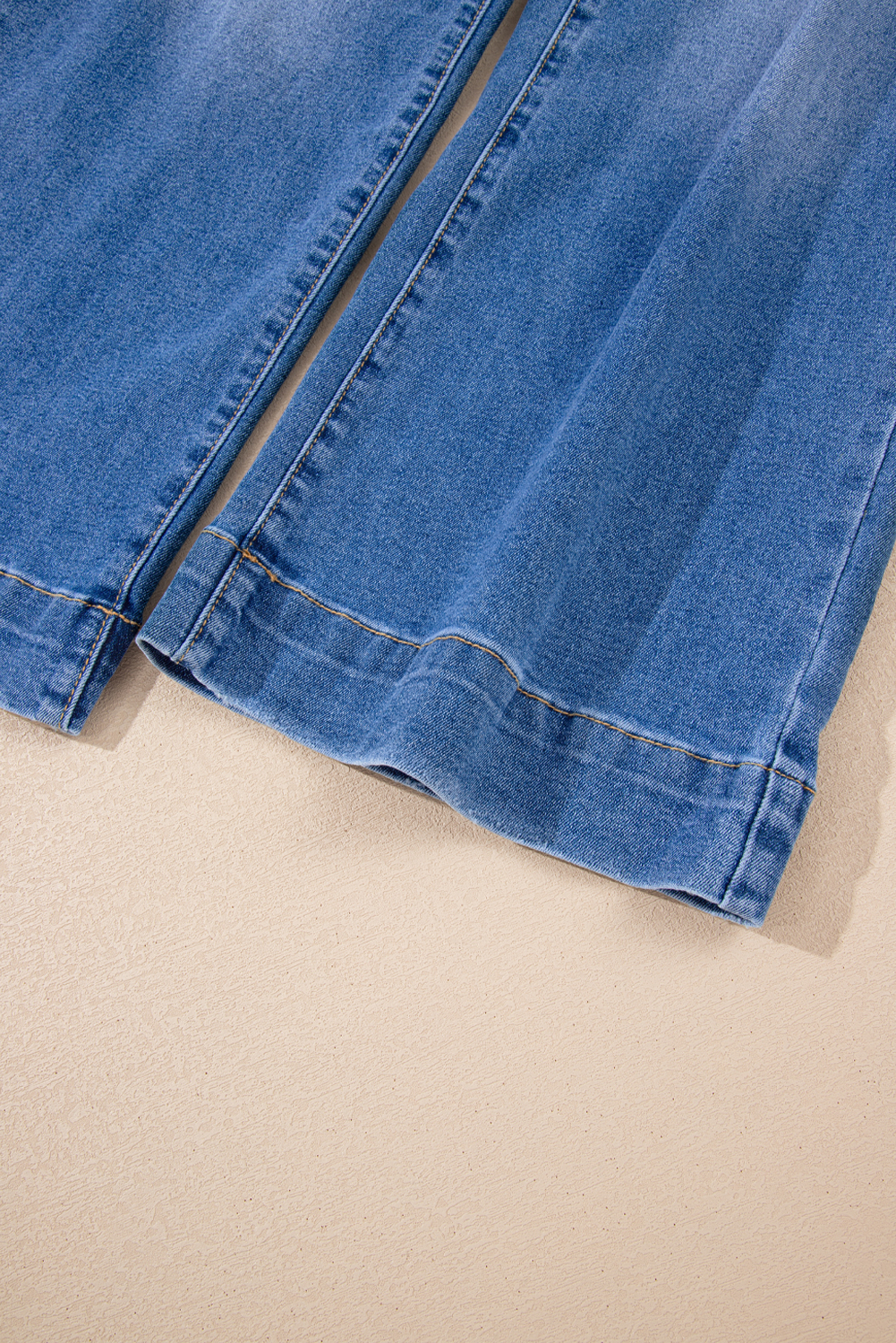 Women's Sky Blue Cropped High Rise Wide Leg Jeans - Casual and Stylish - Detail View 9 Women's Sky Blue Cropped High Rise Wide Leg Jeans - Casual and Stylish - Detail View 9