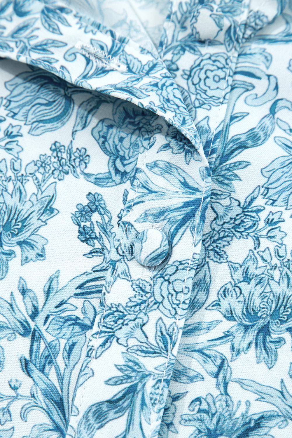 Sky Blue All Over Floral Puff Sleeve Shirt for Women - Elegant Daily Wear - Detail View 13 Sky Blue All Over Floral Puff Sleeve Shirt for Women - Elegant Daily Wear - Detail View 13