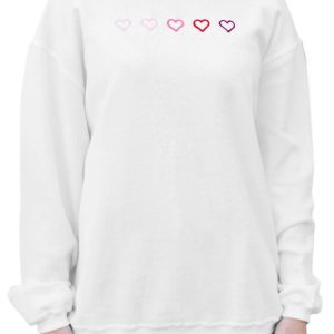 Women's White 3D Ribbed XOXO Heart Embroidered Drop Shoulder Sweatshirt for Casual Days - Main View