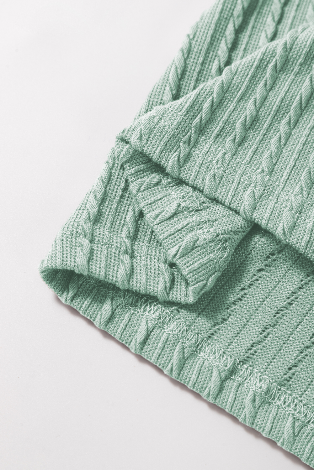 Women's Top, Moonlight Jade, Flutter Sleeve, Solid Color, Textured Knit, Daily Wear, Summer Fashion, Elegant Design, Comfortable Fit, Ruffle Detail, Casual Style, Blouses & Shirts, Shift Silhouette - Detail View 8 Women's Top, Moonlight Jade, Flutter Sleeve, Solid Color, Textured Knit, Daily Wear, Summer Fashion, Elegant Design, Comfortable Fit, Ruffle Detail, Casual Style, Blouses & Shirts, Shift Silhouette - Detail View 8