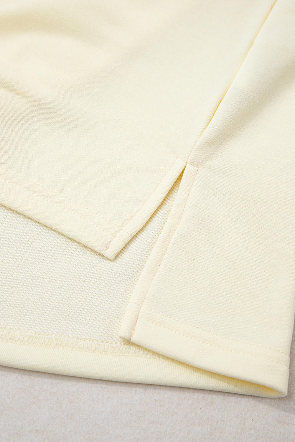 Women's Yellow Cream Color Block V Neck Pullover – Cozy Plus Size Casual Top for Daily Wear - Detail View 7 Women's Yellow Cream Color Block V Neck Pullover – Cozy Plus Size Casual Top for Daily Wear - Detail View 7