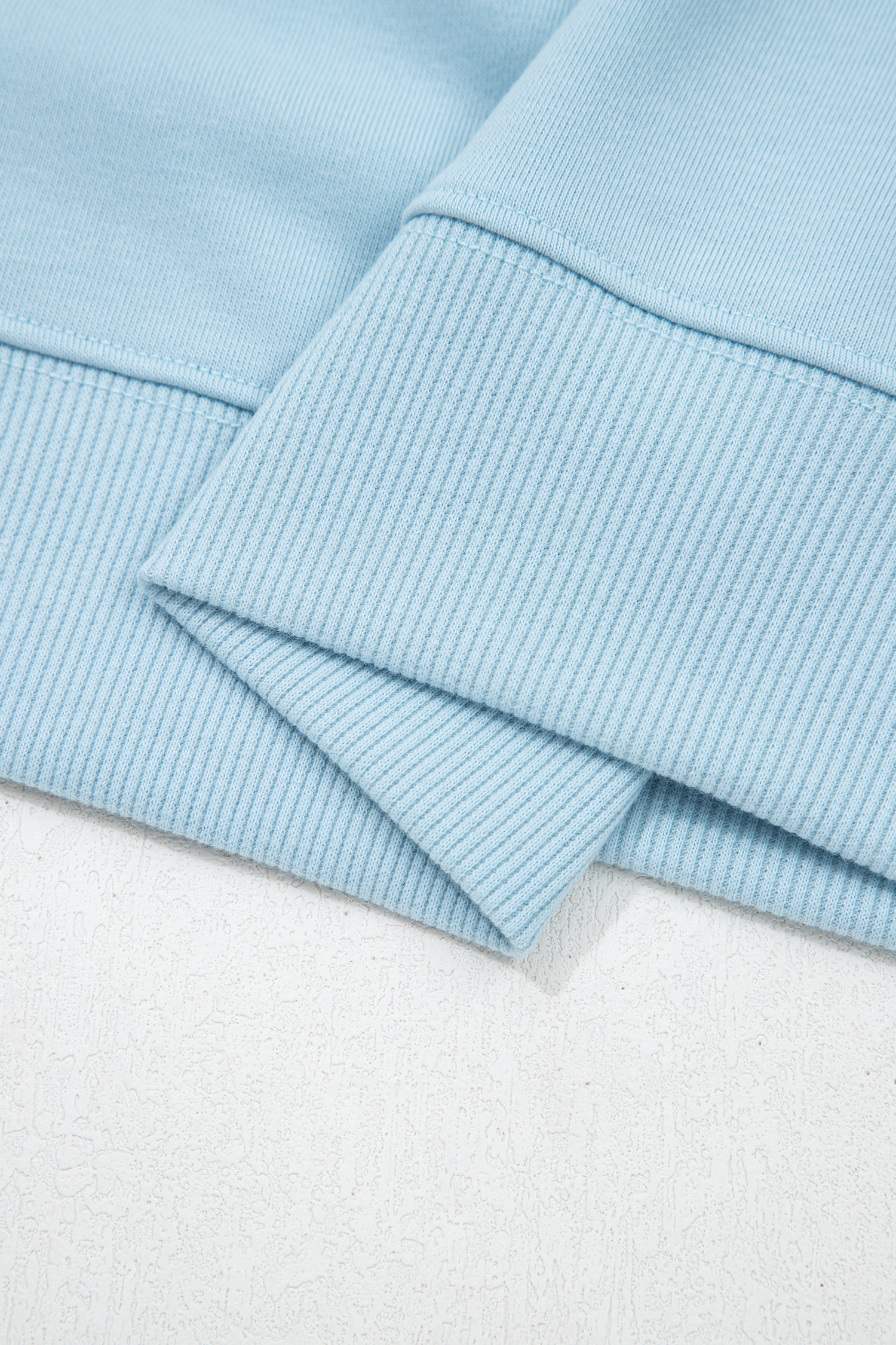 Women's Mist Blue Two-Piece Outfit – Casual Short Sleeve Tee and High Waist Drawstring Shorts Set - Detail View 10 Women's Mist Blue Two-Piece Outfit – Casual Short Sleeve Tee and High Waist Drawstring Shorts Set - Detail View 10