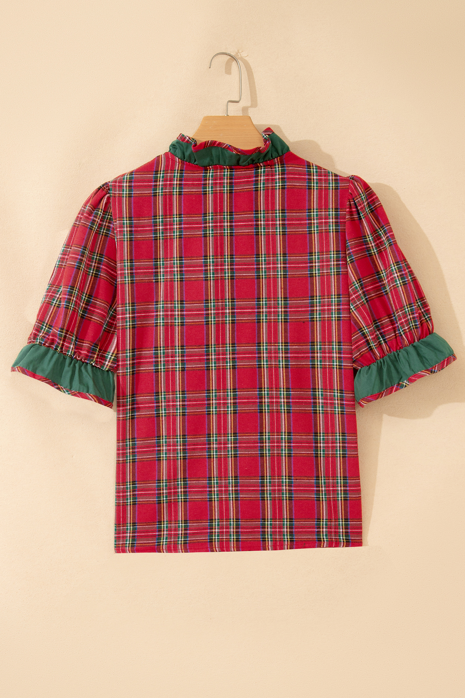 Country Style Plaid Shirt, Women's Red Christmas Day Blouse - Detail View 6 Country Style Plaid Shirt, Women's Red Christmas Day Blouse - Detail View 6