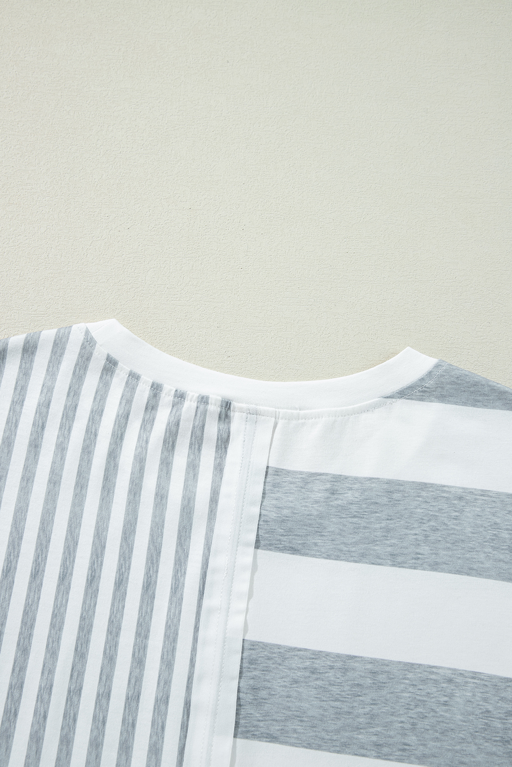 Chic and Casual Gray Striped Short Sleeve Shift Dress for Summer - Detail View 14 Chic and Casual Gray Striped Short Sleeve Shift Dress for Summer - Detail View 14