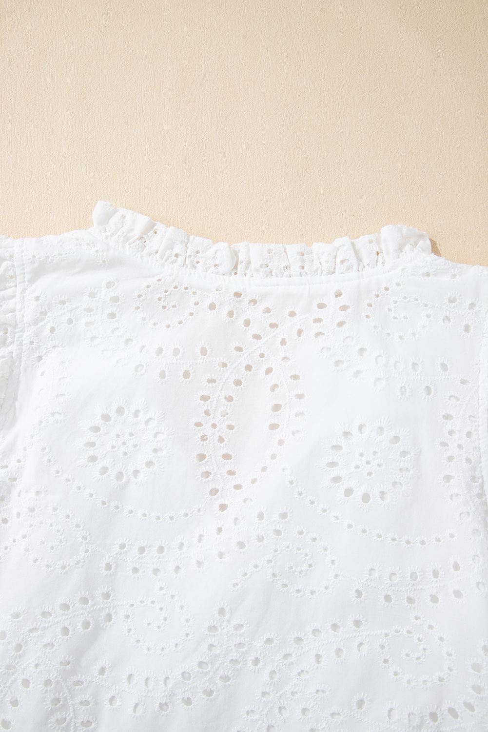 Chic V Neck Cotton Blouse with Frill Detail - Versatile Summer Style - Detail View 14 Chic V Neck Cotton Blouse with Frill Detail - Versatile Summer Style - Detail View 14