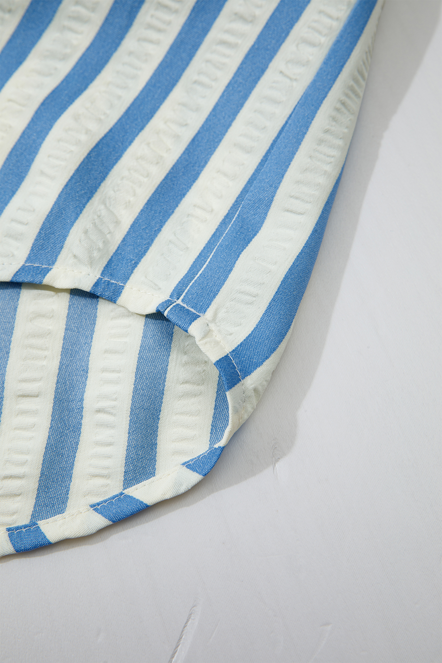 Women's Casual Shift Blouse – Sky Blue Striped Collared Shirt, Thoughtful Gift for Professionals - Detail View 9 Women's Casual Shift Blouse – Sky Blue Striped Collared Shirt, Thoughtful Gift for Professionals - Detail View 9