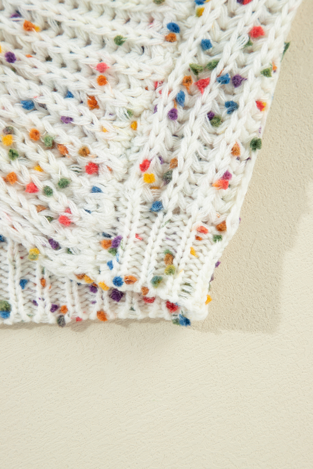 Women's Sweater, White Confetti, Reversible Design, Twist Detail, Long Sleeve, Casual Style, Knit Sweater, Fall Fashion, Daily Wear, Stylish Layering, Multicolor Pattern, Comfortable, Shift Silhouette - Detail View 24 Women's Sweater, White Confetti, Reversible Design, Twist Detail, Long Sleeve, Casual Style, Knit Sweater, Fall Fashion, Daily Wear, Stylish Layering, Multicolor Pattern, Comfortable, Shift Silhouette - Detail View 24